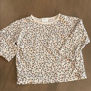 Zara Kids Animal Print Long Sleeve Tee - Cream and Brown